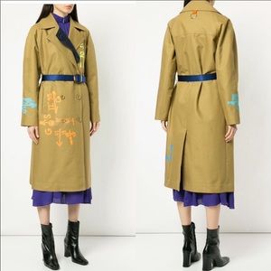 Tibi Tan Trench Coat with Blue Accents